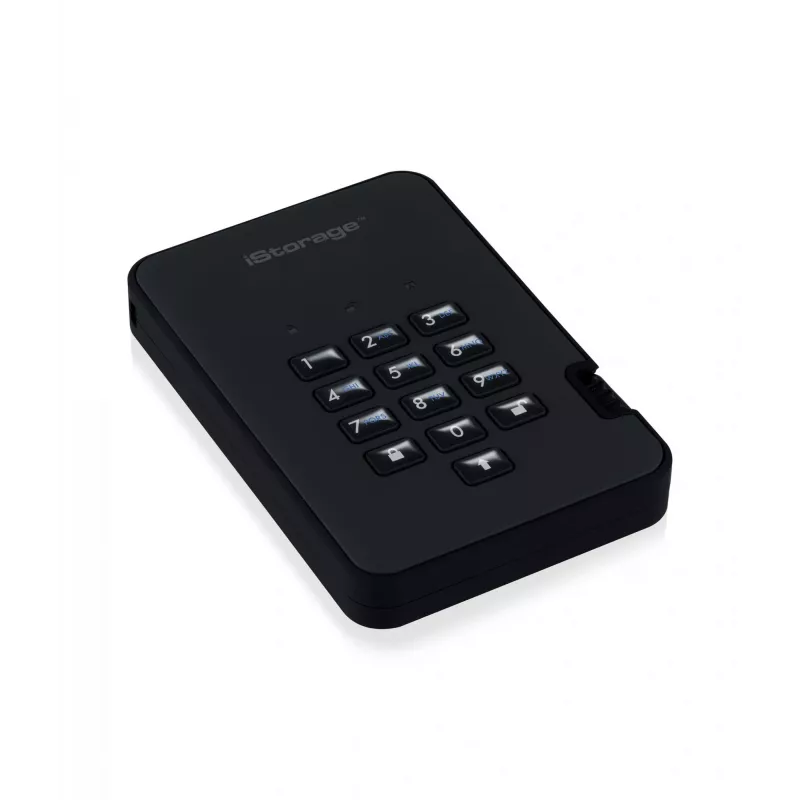 iStorage diskAshur² HDD 5TB juoda spalva | Saugus nešiojamasis kietasis diskas | AES-XTS 256 bitų aparatinės įrangos šifravimas | PIN apsauga | Nuo OS ir platformos nepriklausomas | TAA atitinka | Apsauga nuo brutalių atakų | Atsparus dulkėms ir vandeniui