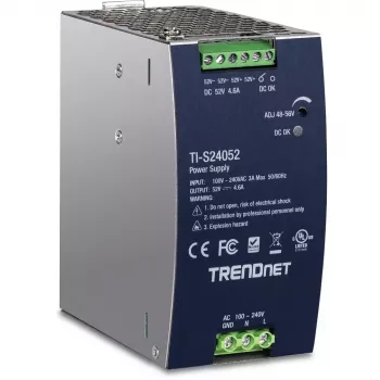 Maitinimo blokas TRENDNET TI-S24052 tinklo jungikliui, 240W, AC 90–264V, apsauga: OCP/OPP/OVP/OTP/trumpasis jungimas, juodas