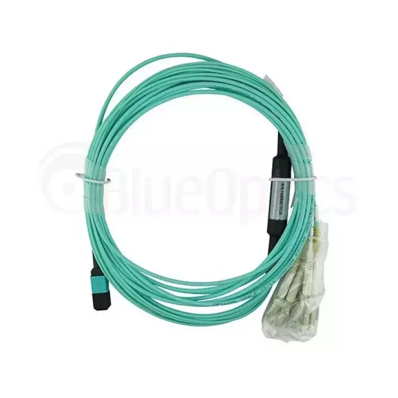 Skaidulinis optinis kabelis BlueOptics 9380014-10M MPO į 4x LC, 10 m, OM3, akvamarinas