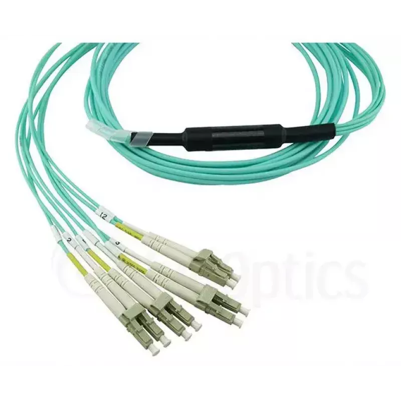 Skaidulinis optinis kabelis BlueOptics 9380014-10M MPO į 4x LC, 10 m, OM3, akvamarinas