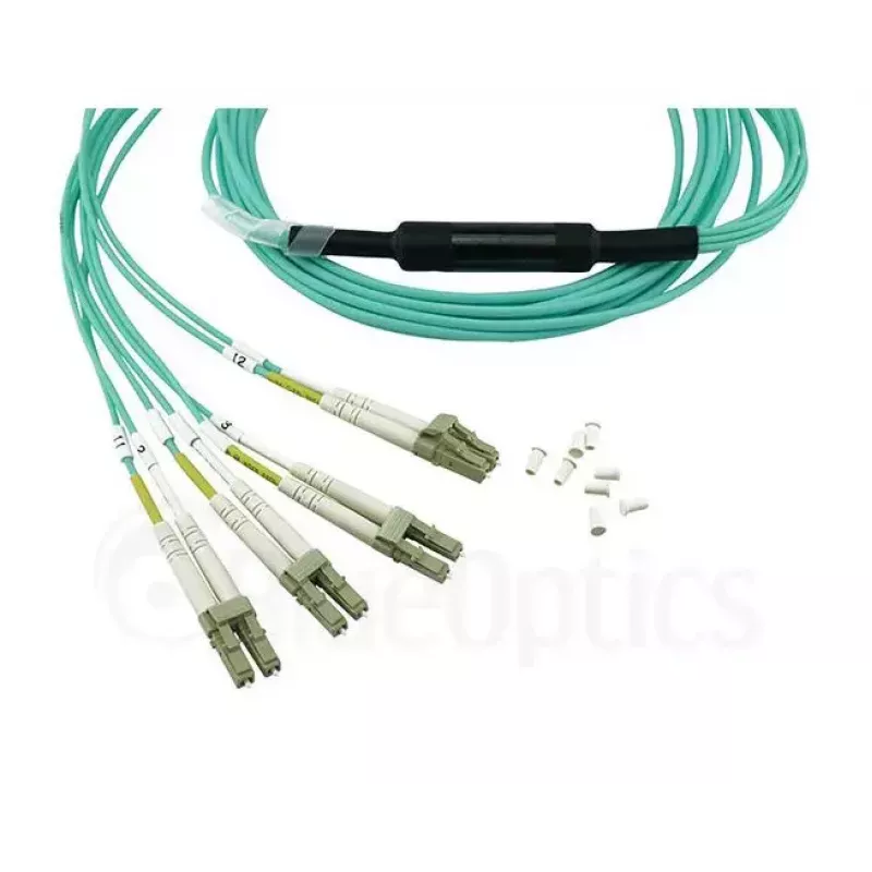 Skaidulinis optinis kabelis BlueOptics 9380014-10M MPO į 4x LC, 10 m, OM3, akvamarinas