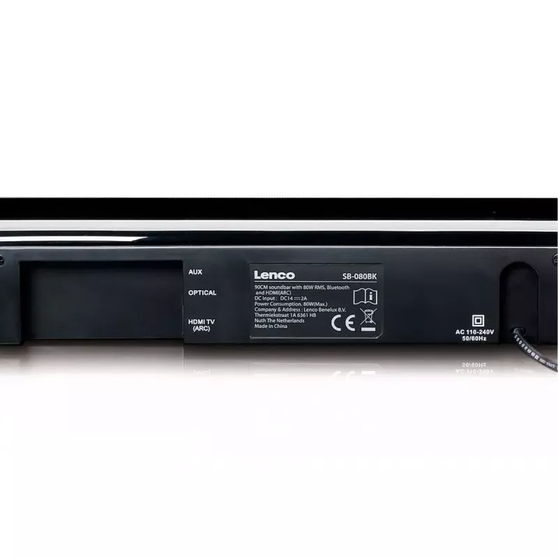 Garsiakalbis Soundbar Lenco SB-080BK Juoda 2.1 kanalai 80 W