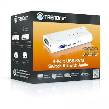 KVM jungiklis Trendnet TK-409K 4 prievadų USB VGA 2048x1536 1.6m mėlynas