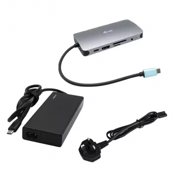 i-tec Metal USB-C Nano Dock HDMI/VGA su LAN ir Universal Charger 77 W rinkinys