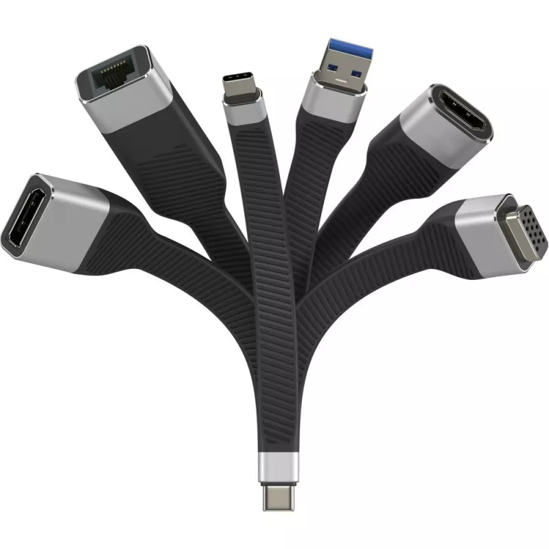 Techly ICOC USBC-RJ45 tinklo kabelis, USB Type-C – RJ-45, 0.144 m, juodas