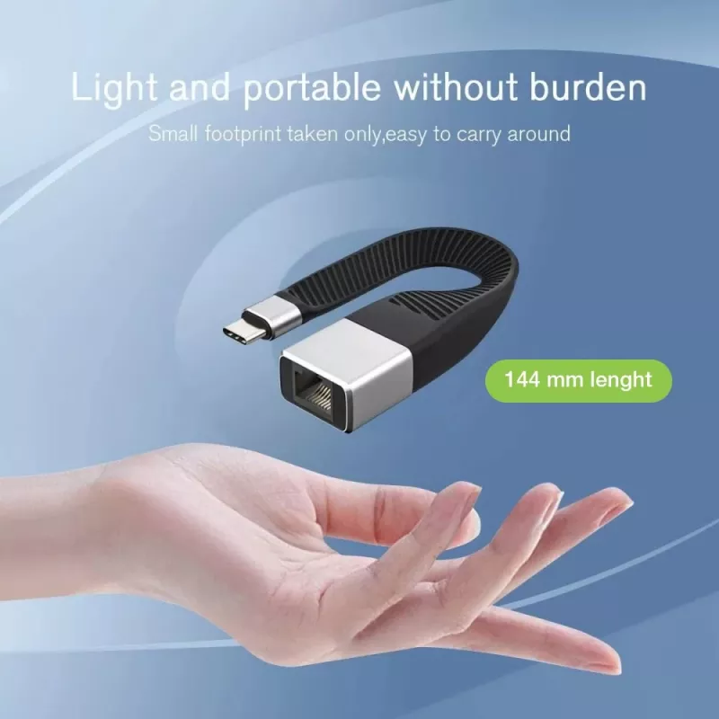 Techly ICOC USBC-RJ45 tinklo kabelis, USB Type-C – RJ-45, 0.144 m, juodas