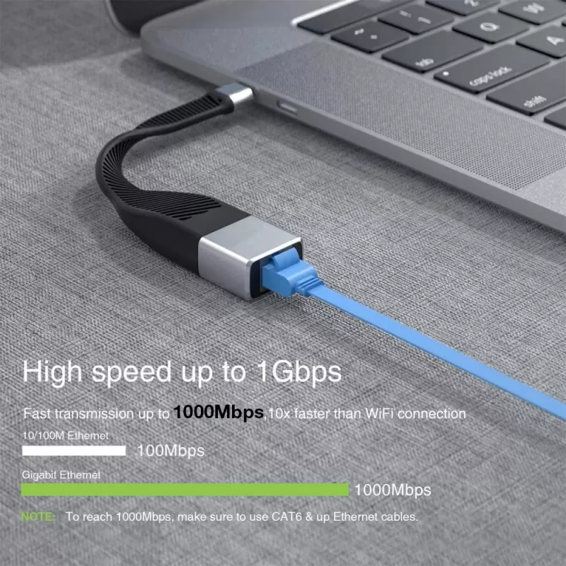 Techly ICOC USBC-RJ45 tinklo kabelis, USB Type-C – RJ-45, 0.144 m, juodas