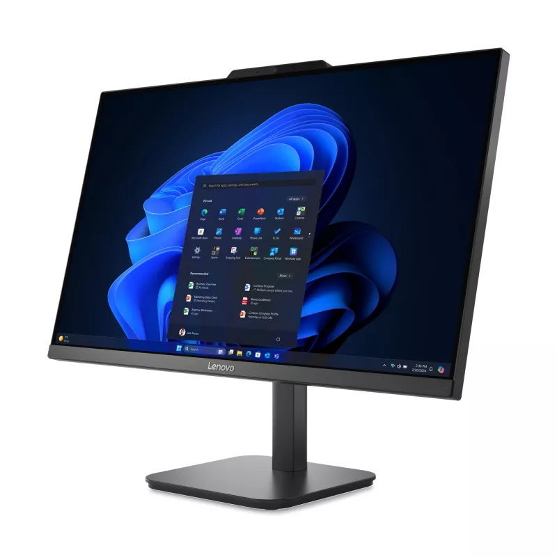 Lenovo V100 All-in-One PC, 23,8 colio Full HD IPS, Intel Core i3 N305, 16 GB DDR4, 256 GB SSD, Windows 11 Pro, juodas