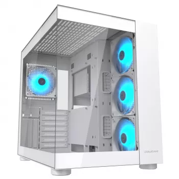PC Midi Tower korpusas Cougar FV150 ARGB White — ATX/Micro-ATX/Mini-ITX, 3x120mm priekyje, 1x120mm gale, 2x3,5 colio + 2x2,5 colio vietos, USB 3.2 Gen1