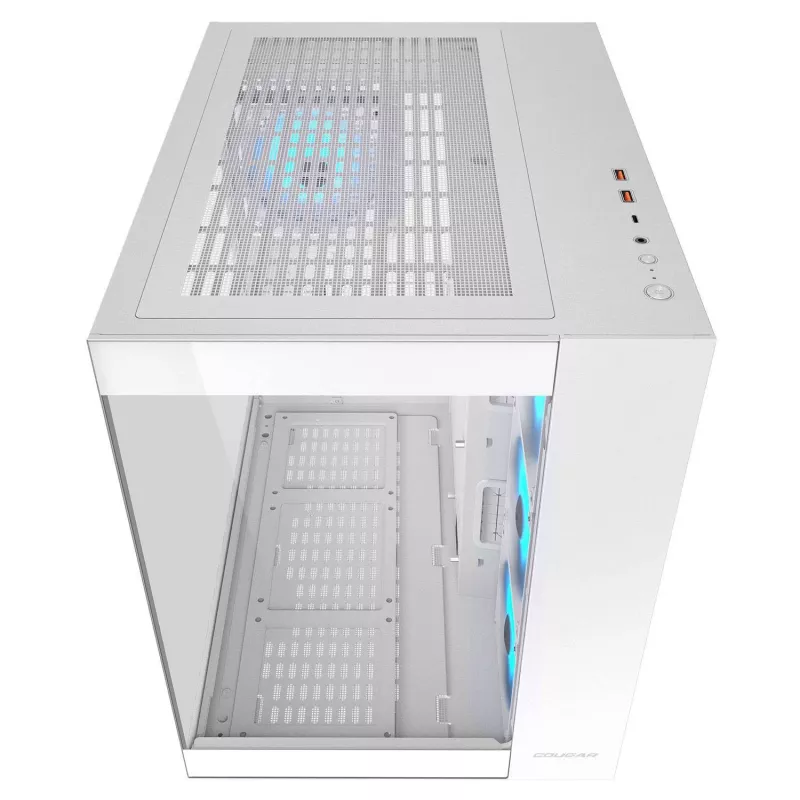 PC Midi Tower korpusas Cougar FV150 ARGB White — ATX/Micro-ATX/Mini-ITX, 3x120mm priekyje, 1x120mm gale, 2x3,5 colio + 2x2,5 colio vietos, USB 3.2 Gen1