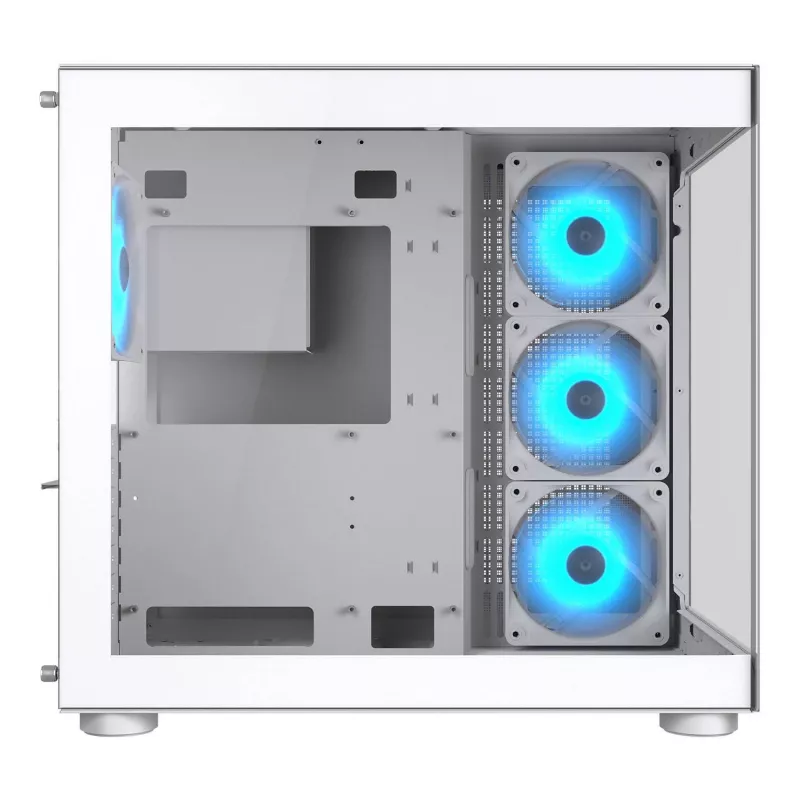 PC Midi Tower korpusas Cougar FV150 ARGB White — ATX/Micro-ATX/Mini-ITX, 3x120mm priekyje, 1x120mm gale, 2x3,5 colio + 2x2,5 colio vietos, USB 3.2 Gen1