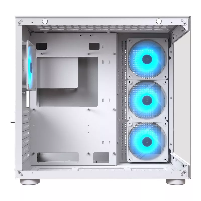 PC Midi Tower korpusas Cougar FV150 ARGB White — ATX/Micro-ATX/Mini-ITX, 3x120mm priekyje, 1x120mm gale, 2x3,5 colio + 2x2,5 colio vietos, USB 3.2 Gen1