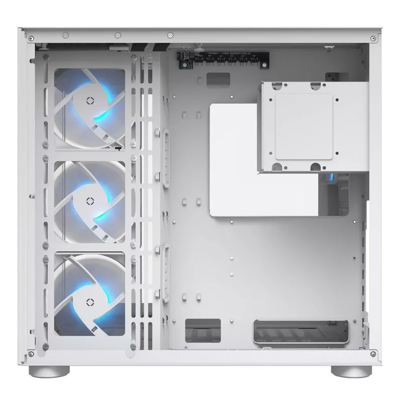 PC Midi Tower korpusas Cougar FV150 ARGB White — ATX/Micro-ATX/Mini-ITX, 3x120mm priekyje, 1x120mm gale, 2x3,5 colio + 2x2,5 colio vietos, USB 3.2 Gen1
