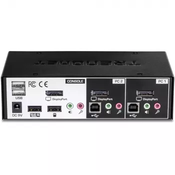 KVM jungiklis Trendnet TK-241DP, juodas, DisplayPort, USB, 2 kompiuteriai