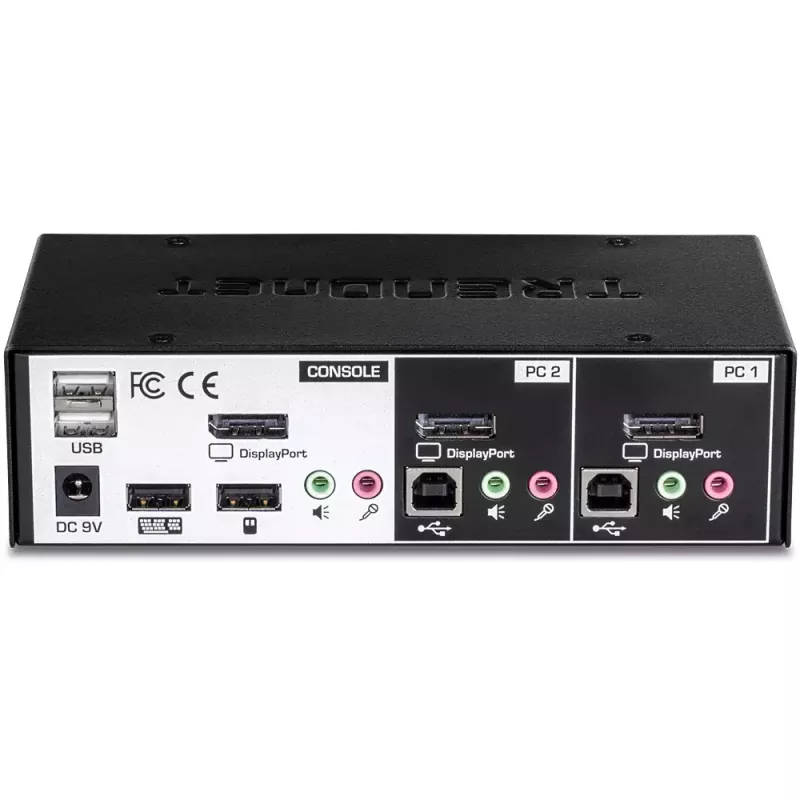 KVM jungiklis Trendnet TK-241DP, juodas, DisplayPort, USB, 2 kompiuteriai