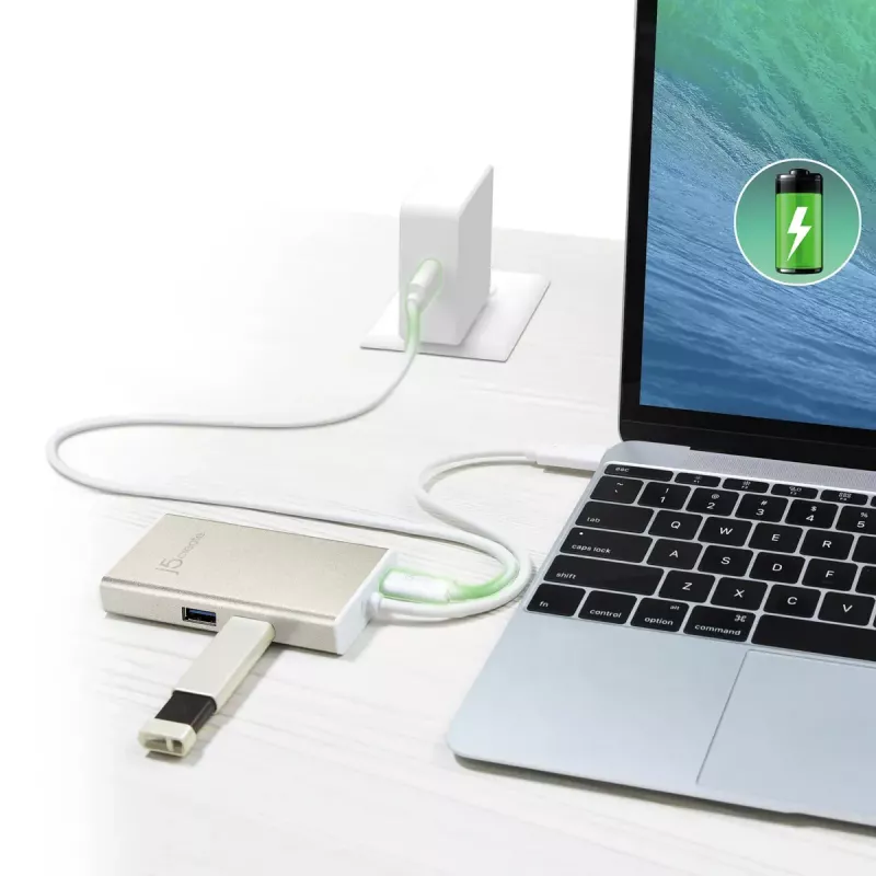 USB Type-C kelių prievadų adapteris j5create JCA374-N 60W 4K