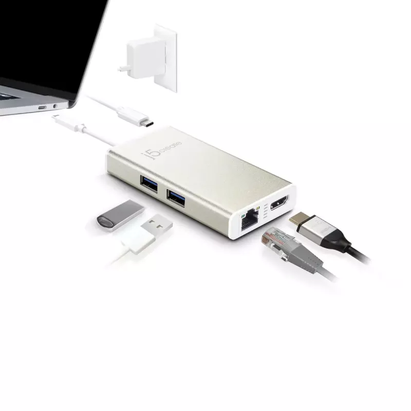 USB Type-C kelių prievadų adapteris j5create JCA374-N 60W 4K