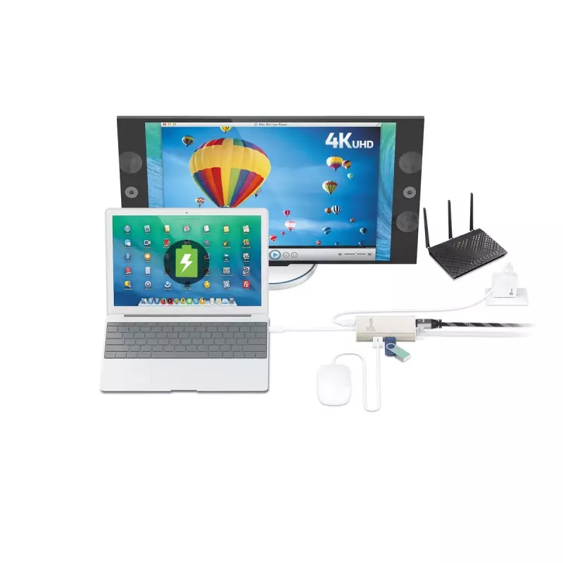 USB Type-C kelių prievadų adapteris j5create JCA374-N 60W 4K