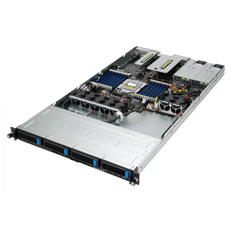 ASUS RS500A-E12-RS4U Socket SP5 stelažinis (1U) juodas, sidabrinis