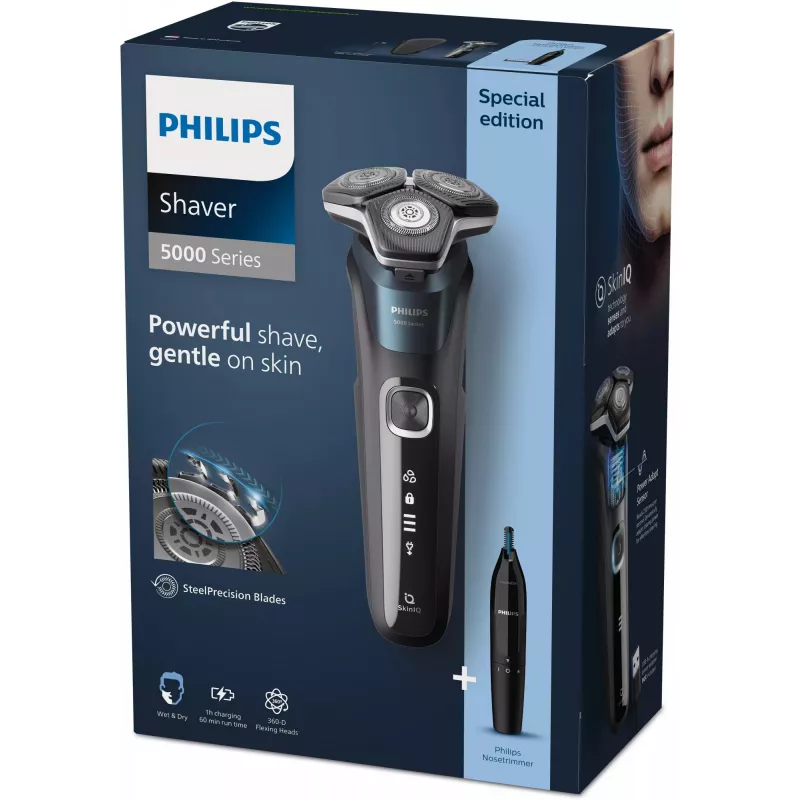 Elektrinis skustuvas Philips SHAVER Series 5000 S5889/9 Šlapias ir sausas Sukamasis skustuvas SteelPrecision ašmenys