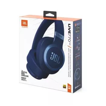 JBL Live 770NC belaidės ausinės su ausų lankeliu, skambučiams ir muzikai, mėlyna