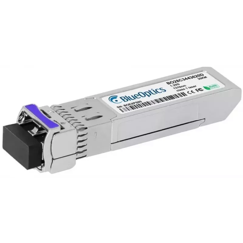 Tinklo siųstuvas-imtuvas BlueOptics AT-SPBD20DUAL-14-BO — šviesolaidinis SFP modulis, cSFP sąsaja, LC jungtis, aliuminis