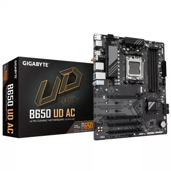 GIGABYTE B650 UD AC pagrindinė plokštė - AMD Ryzen 9000 serijos procesoriams, 6+2+2 fazių VRM, iki 8000MHz DDR5 (OC), 1xPCIe 5.0 + 2xPCIe 4.0 M.2, GbE LAN, WIFI 5, USB 3.2 Gen 2
