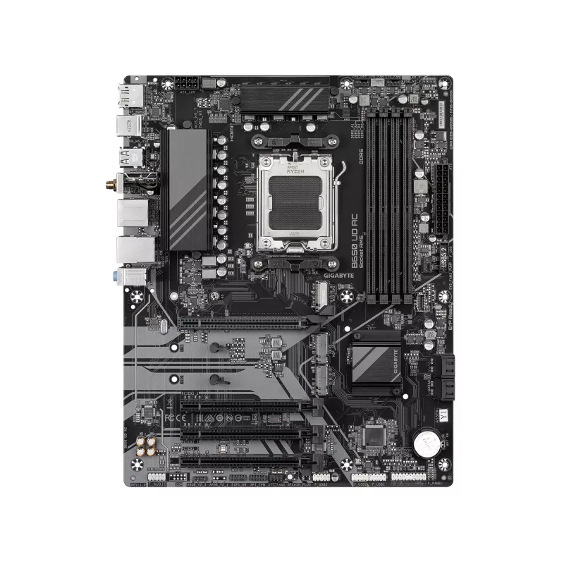 GIGABYTE B650 UD AC pagrindinė plokštė - AMD Ryzen 9000 serijos procesoriams, 6+2+2 fazių VRM, iki 8000MHz DDR5 (OC), 1xPCIe 5.0 + 2xPCIe 4.0 M.2, GbE LAN, WIFI 5, USB 3.2 Gen 2