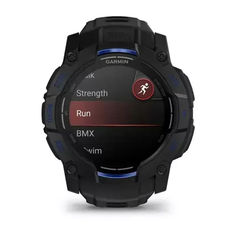 Išmanusis laikrodis GARMIN Instinct 3 45 mm, 1,3 colio AMOLED, 416×416, GPS, aliuminio/GFRP korpusas, silikoninis dirželis