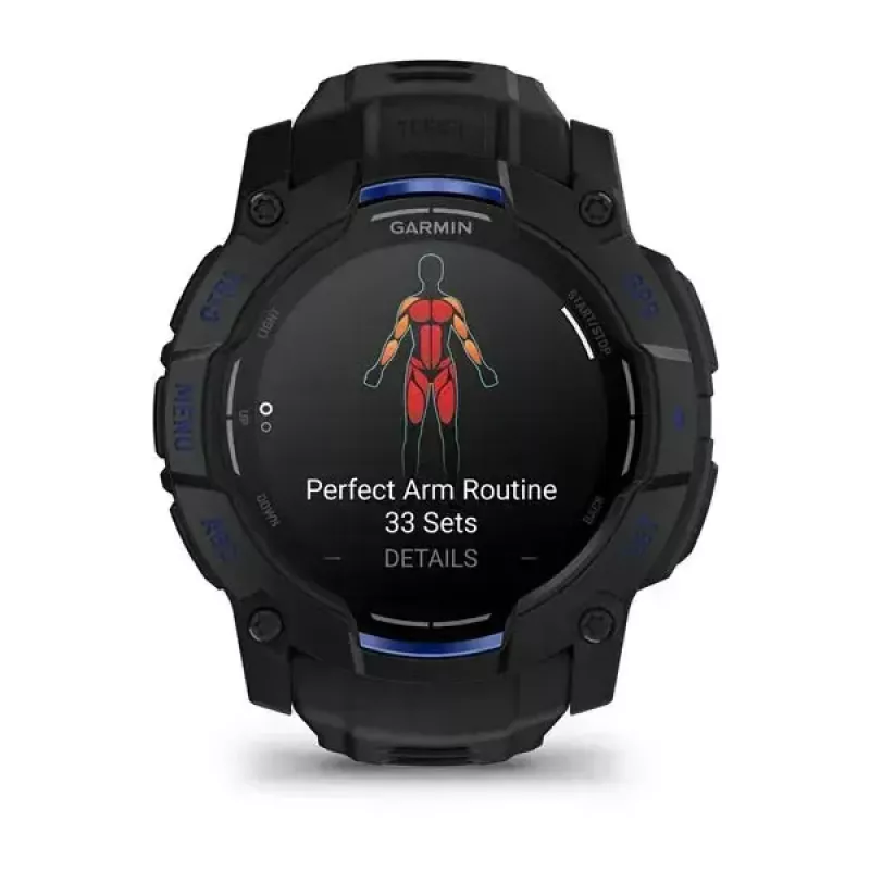 Išmanusis laikrodis GARMIN Instinct 3 45 mm, 1,3 colio AMOLED, 416×416, GPS, aliuminio/GFRP korpusas, silikoninis dirželis