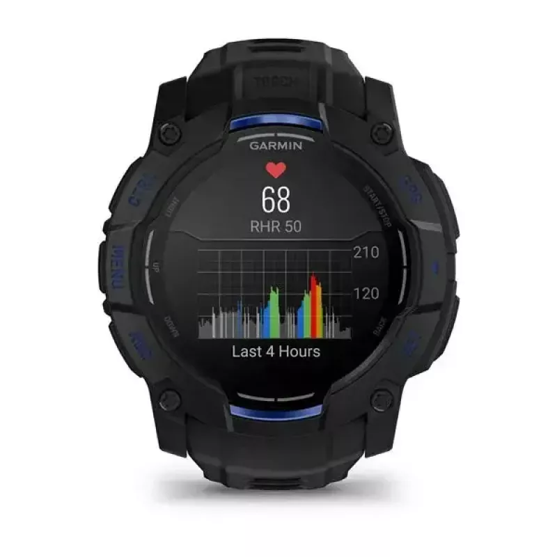 Išmanusis laikrodis GARMIN Instinct 3 45 mm, 1,3 colio AMOLED, 416×416, GPS, aliuminio/GFRP korpusas, silikoninis dirželis