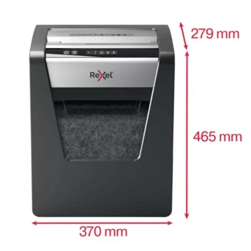 Rexel Momentum M510 smulkintuvas popieriui, mikro pjūvis P5, 2 x 15 mm, 23 L, 250 lapų, 58 dB, mygtukai