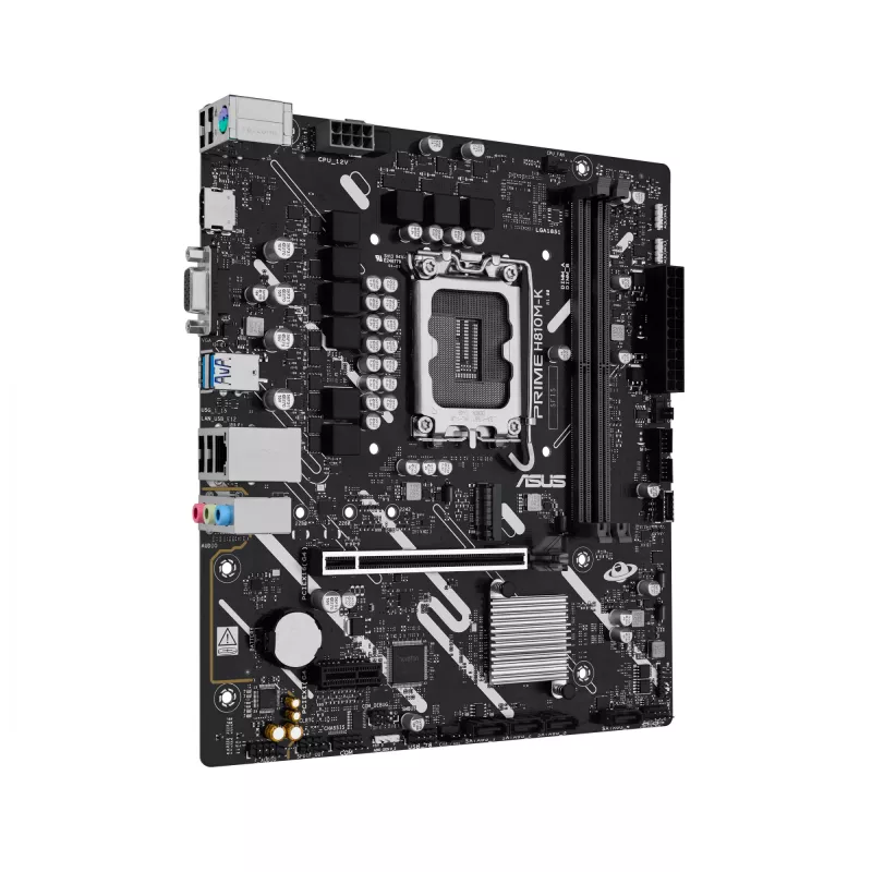 Motininė plokštė ASUS PRIME H810M-K — Intel H810, LGA 1851 (Socket V1), micro ATX, DDR5, iki 128 GB, M.2 ir SATA III, Gigabit Ethernet