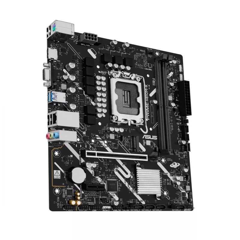 Motininė plokštė ASUS PRIME H810M-K — Intel H810, LGA 1851 (Socket V1), micro ATX, DDR5, iki 128 GB, M.2 ir SATA III, Gigabit Ethernet