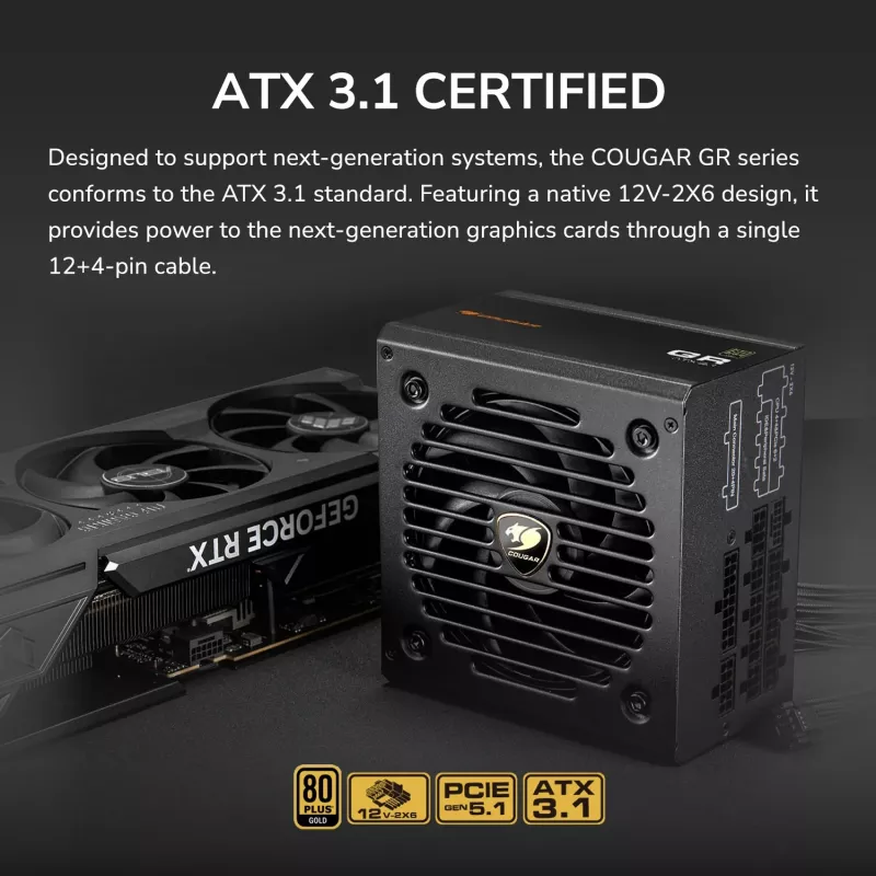 COUGAR GR 750W ATX3.1/PCIE 5.1 80 Plus Gold maitinimo blokas