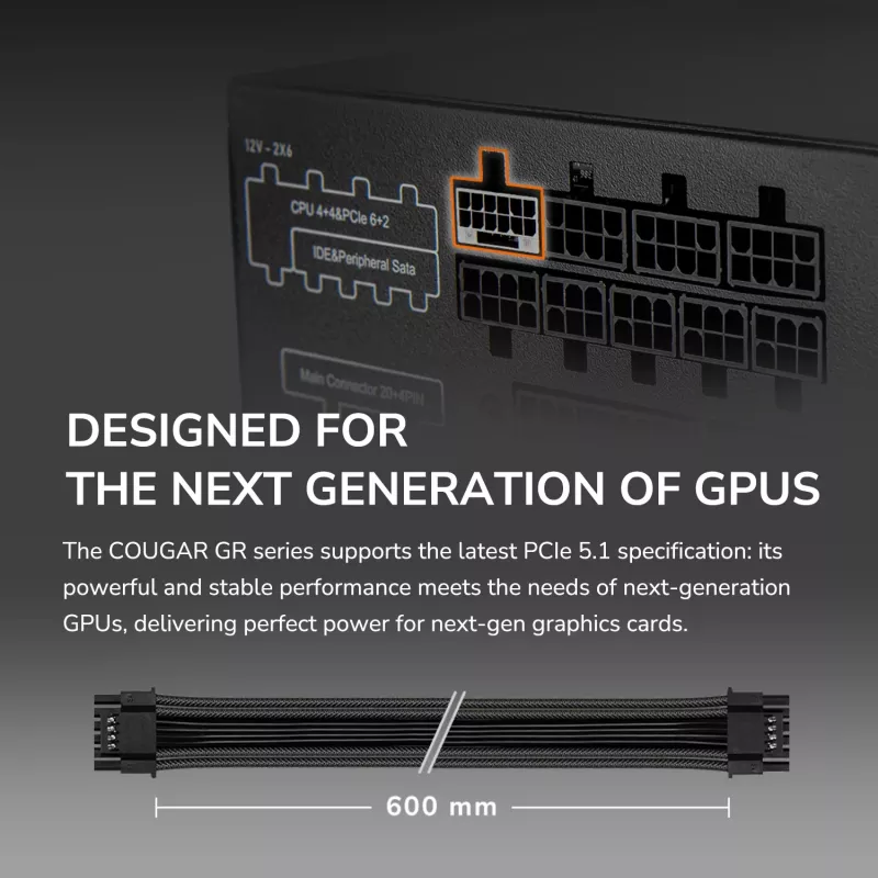 COUGAR GR 750W ATX3.1/PCIE 5.1 80 Plus Gold maitinimo blokas