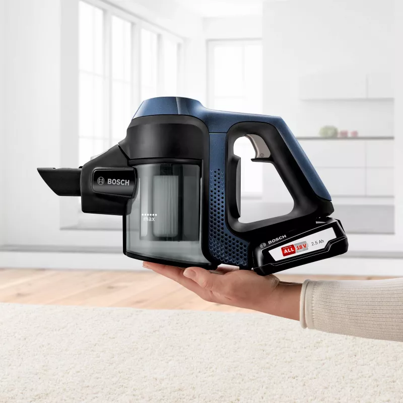 Bosch Serie 6 BBS611PCK 2-in-1 lazdelinis siurblys, belaidis, mėlynas, 2,5 Ah