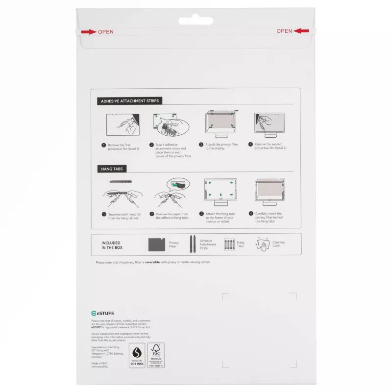 Privatumo filtras ekranui eSTUFF GLBE13302174 13,3 col. Antirefleksinis