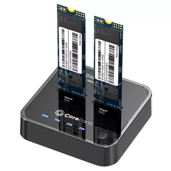 CoreParts MS-CLONER-NVME M.2 NVMe doko stotelė su klonavimo funkcija, USB 3.2 Gen 2 Type-C, juoda