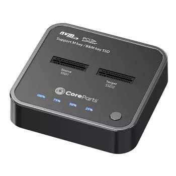 CoreParts MS-CLONER-NVME M.2 NVMe doko stotelė su klonavimo funkcija, USB 3.2 Gen 2 Type-C, juoda