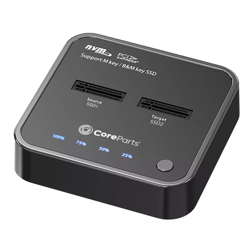 CoreParts MS-CLONER-NVME M.2 NVMe doko stotelė su klonavimo funkcija, USB 3.2 Gen 2 Type-C, juoda
