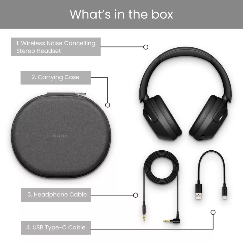 Sony WH-XB910N juodos spalvos belaidės ausinės su triukšmo slopinimu