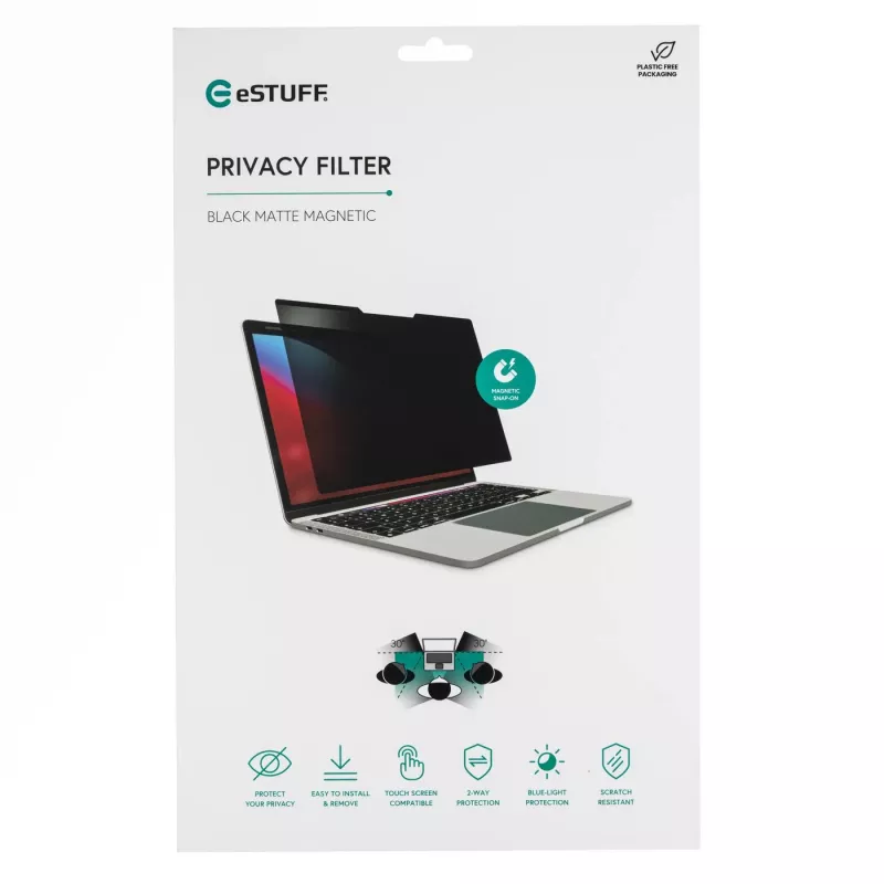 eSTUFF GLBM13293190-ITH privatumo filtras 33,8 cm (13,3 colio) nešiojamam kompiuteriui, berėmis