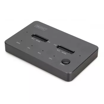 Išorinė NVMe M.2 SSD klonavimo stotelė DIGITUS DA-71545-1, USB 3.1 Gen2 Type-C, palaiko 2 M.2 diskus, juoda