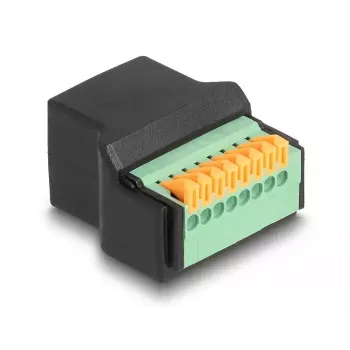 DeLOCK RJ45 moteriška jungtis prie gnybtų bloko adapteris juodas žalias 1 vnt.