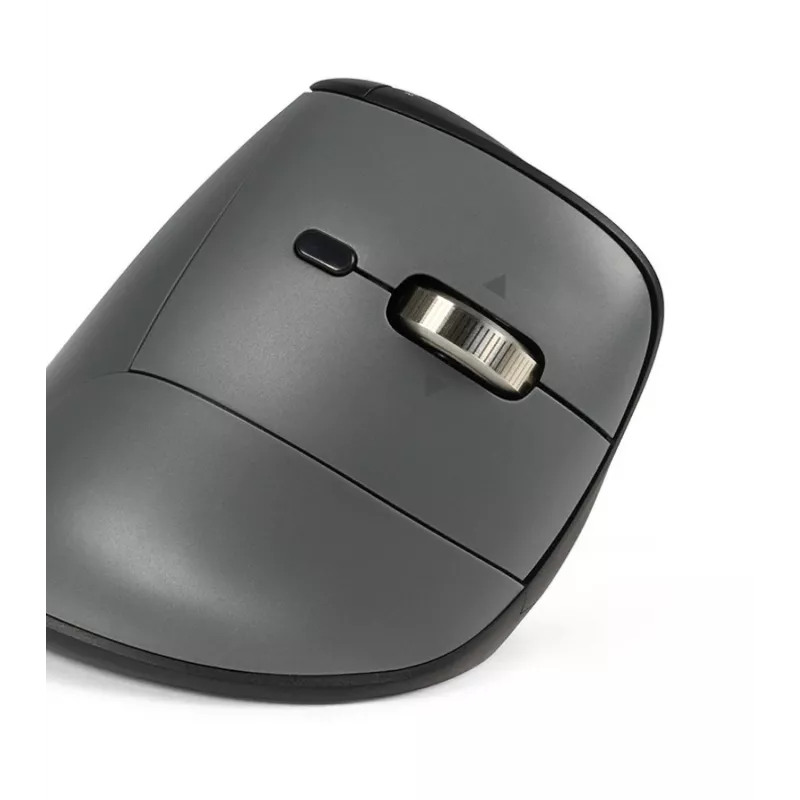 BakkerElkhuizen FastForward Pro pelė, dešinei rankai, vertikalus dizainas, optinė, RF belaidis + Bluetooth + USB Type-C, 5000 DPI, juoda, pilka