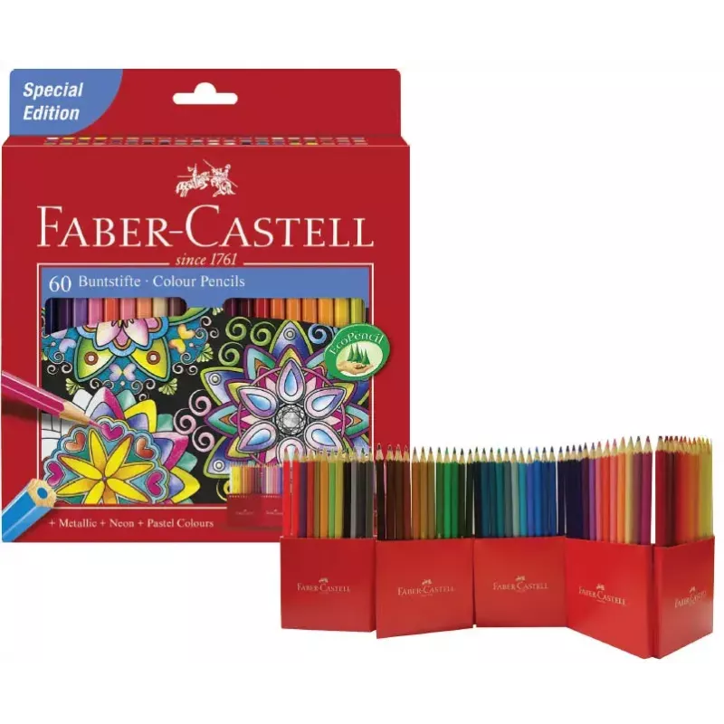 Spalvotų pieštukų rinkinys Faber-Castell 111260, 60 vnt.