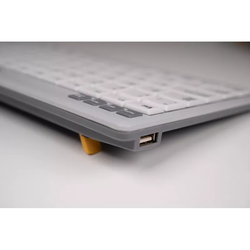 BakkerElkhuizen UltraBoard 950 V2 DE Qwertz, laidinė, USB, žirklinis mechanizmas, QWERTZ, tamsiai pilka, šviesiai pilka