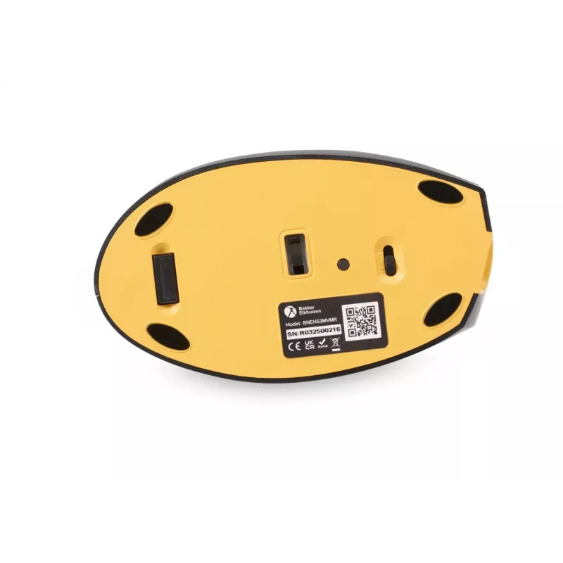 BakkerElkhuizen Handshake Mouse dešinei rankai, vertikalios konstrukcijos, optinis, RF belaidis + Bluetooth + USB Type-C, 6400 DPI, juoda, pilka