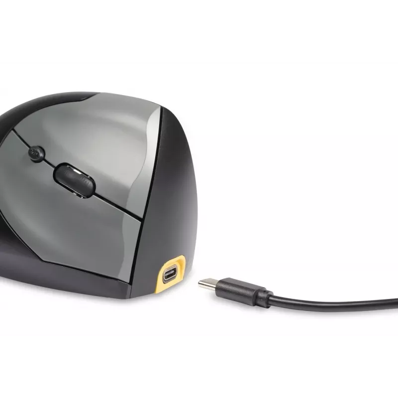BakkerElkhuizen Handshake Mouse dešinei rankai, vertikalios konstrukcijos, optinis, RF belaidis + Bluetooth + USB Type-C, 6400 DPI, juoda, pilka